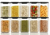 10 x 1100ml Black Plastic Food Containers - clear, for dry goods storage