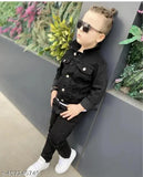 Black leather denim jacket boy