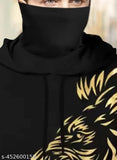 Mens cotton blend hooded lion printed t-shirt with mask, long sleeves, available in S, M, L, XL, XXL