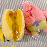 Cute yellow plush bag with Spongebob character and open front, featuring zipper closure