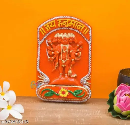 7cm poly resin Panchmukhi Hanuman statue for pooja temple, Vastu correction, and gifting. Ideal for main door hanging, offers protection and good luck