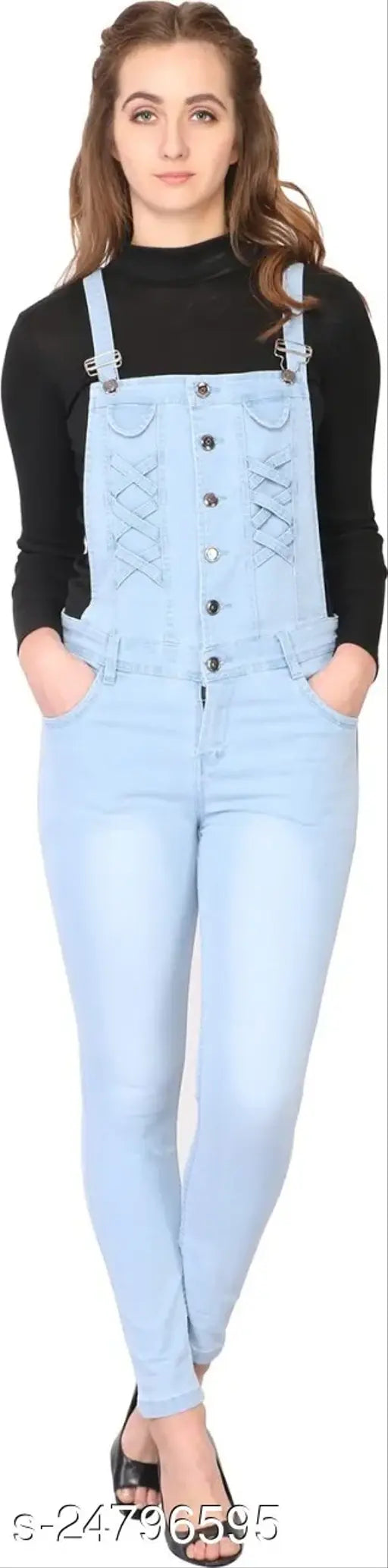 Sleeveless denim jumpsuit for women, dyed/washed, Made in India