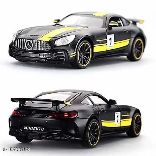 Die cast alloy metal super sport car in fiber net, light & sound enabled with openable door for kids play