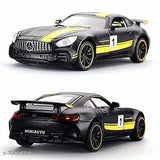 Die cast alloy metal super sport car in fiber net, light & sound enabled with openable door for kids play
