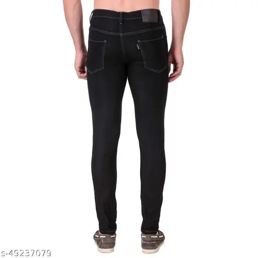 Black denim jeans, slim fit Delexo Men's style for versatile casual wear
