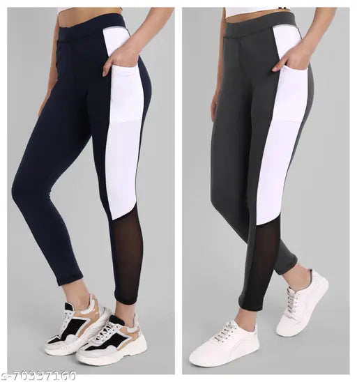 Green Lycra gym leggings for women, fully stretchable and stylish, best for workouts, size 28-44 (waist 28-40, length 35in, hip 30-40in)