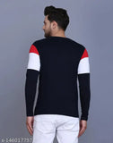 Red cotton blend color blocked printed men's full sleeve round neck t-shirt (SL0022R), trendy and stylish design, perfect for a confident look