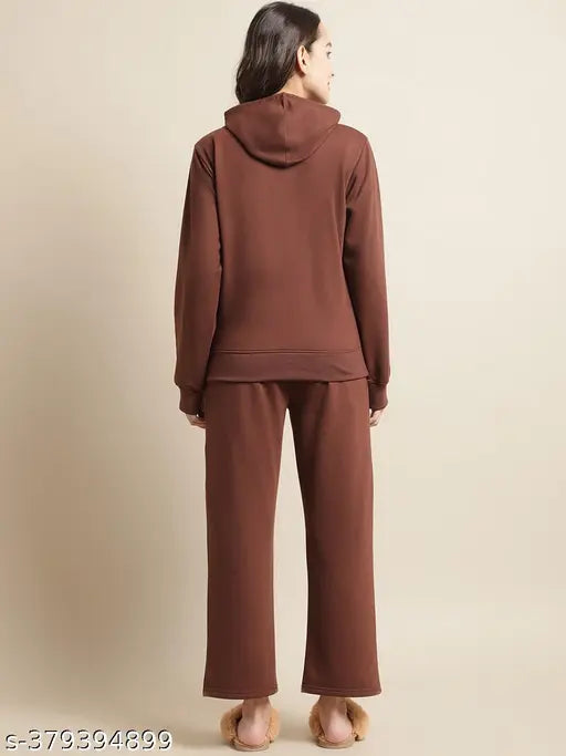 Velvet Solzieq women's full-sleeve hoodie, trendy winter tracksuit for lounge wear