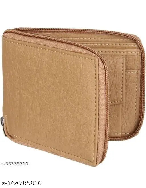 Men's mini artificial leather wallet, 5 card slots, solid pattern, free size (4cm x 3cm)
