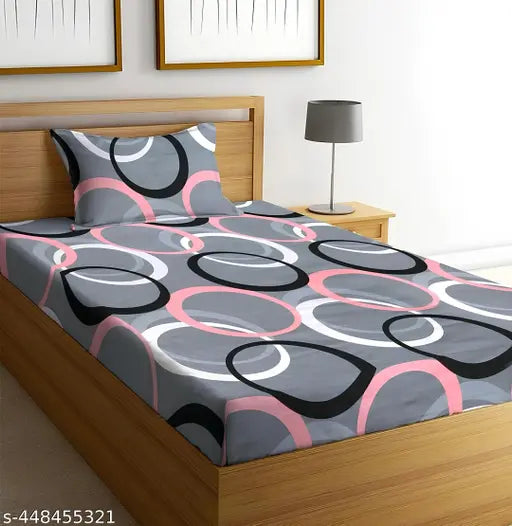 Multicolor glace cotton flat sheets set, geometric pattern, low price. Quality superfine single bedding for summer
