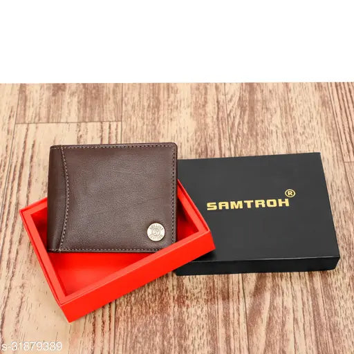 Leather Solid Brand Logo Embellished Wallet, free size (9cm x 11cm), minimalist organization accessory from India