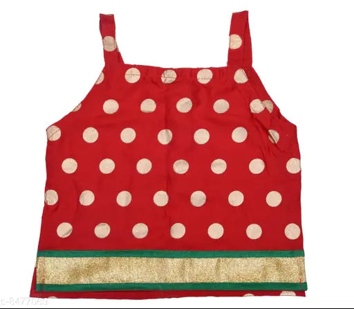 Pure rayon lehenga & choli set, DIAMO Girls' Jaipuri Rajasthani hand block print ethnic wear for babies, sleeveless, 15in waist, 18in length