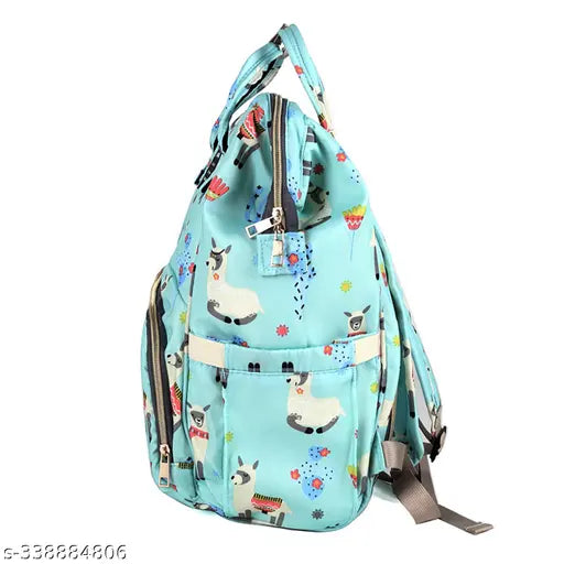 Alpaca blue maternity diaper backpack, water-resistant and eco-friendly, spacious with 4 compartments for essential baby items