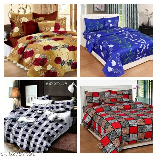 Best combo Disha Creations 4 double king size 90x90 bedsheets and 8 pillow covers