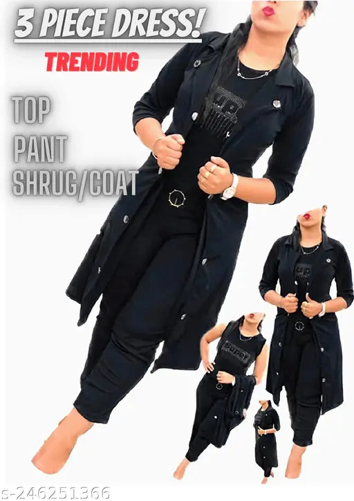 3 Piece Dress For Latest And Trendy Dress Comfort And Stretchable Fabric And Maked A Cotton Silk Blend 3/4 Regular Sleeve And Pack Off 3 Piece Dress Top Pant And Shrg