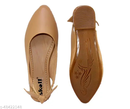 Synthetic pointed slip-on bellies by SKOLL for women - Solid style, comfortable casual footwear in sizes IND-4 to IND-8. Made in India
