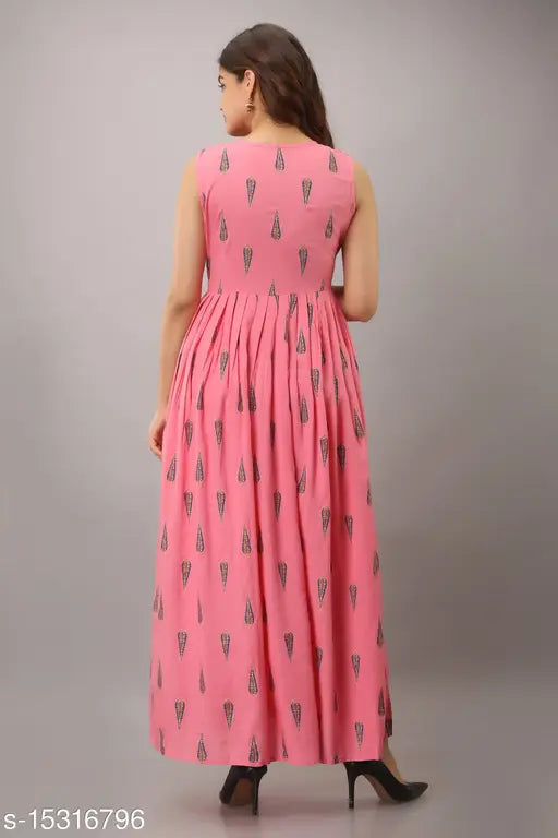 Rayon paisley sleeveless gown kurta, vibrant printed Myaza women's fashion from India