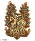 Metal radha krishna idol statue with diya, Hindu religious showpiece for puja decoration gift from India