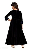 Blue silk frock dress for girls, embellished net pattern, three-quarter sleeves - single size, Indian handcrafted fashion