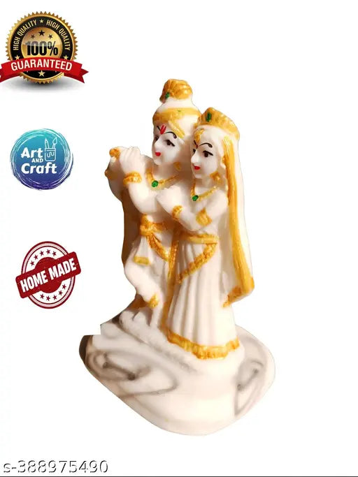 Hand-crafted marble Radha Krishna Murti statue, ideal for home decor, office, or temple. Size: H4in x 23in x L7in