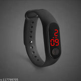 Kid's digital watch with red digital display and adjustable strap