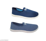 Navy blue & blue white mesh slip-ons (pack of 2) - lightweight women's casual sneakers in India