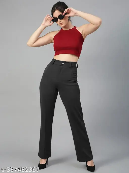 Cotton blend solid net trousers for women, comfortable and fabulous, size 26-34 waist & 38-39 in length, made in India