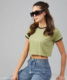 Mint green cotton short sleeve women's t-shirt by CHIMPAAANZEE, size M with bust size 38in