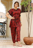 Grass print satin pyjamas for women, long nightsuit by Veshvilla