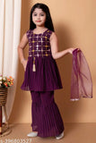White chiffon sharara for kids, embellished net ethnic bottoms for girls party wear