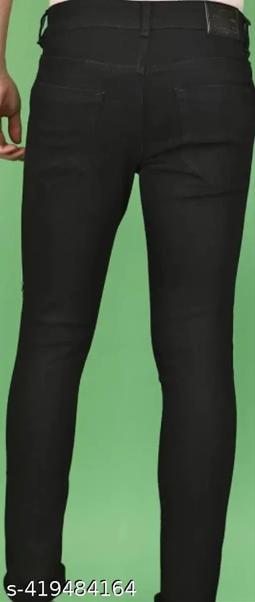 Black denim slim fit men's jeans free delivery