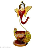 Metal Ganesha T-Light Holder, Indian handicraft, spiritual elegance, decorative tealight holder
