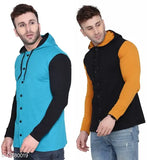 Multicolor cotton blend full-sleeve T-shirts pack of 2 for men or women, solid pattern apparel in various sizes from S to XL