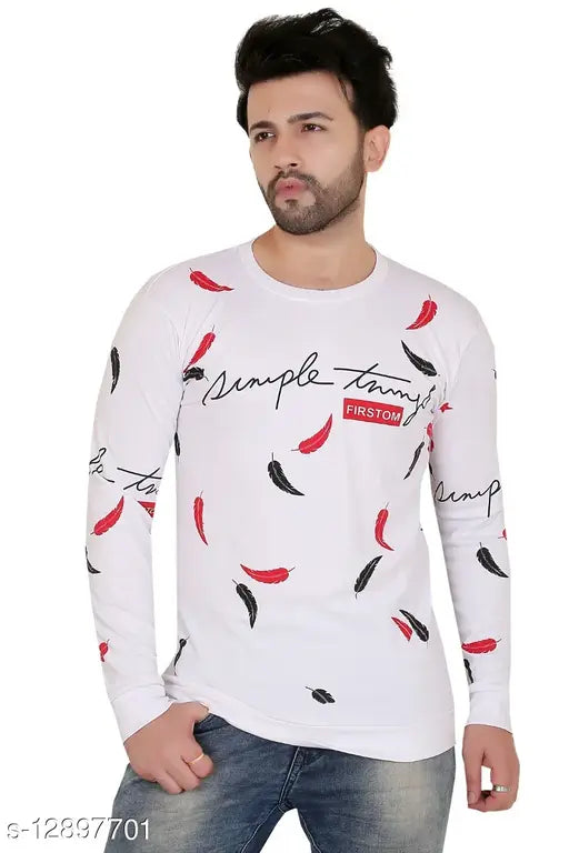Cotton long sleeve Urbane Partywear men's t-shirt, printed net design - casual comfort, M (38in/27in), L (40in/27.5in), XL (42in/28in)
