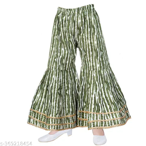 Cotton Alia cut dress set for girls, vibrant printed anarkali with sharara pants, Indian traditional kids' wear