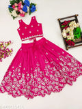 Taffeta silk gota embroidered lehenga choli set for girls, traditional ethnic wear with sleeveless top and matching skirt