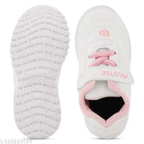 Pink and white kids' casual velcro led light shoes, lightweight, outdoor sports