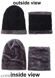 Woolen unisex bannie knit skull cap & neck warmer, warm and soft winter accessory for all seasons. Criss-cross basket weave design, perfect for outdoor activities or a stylish indoor addition. Made in India