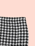 Black and white checkered pattern casual skirt polyester blend women's short skirt, 17 inches, knee-length