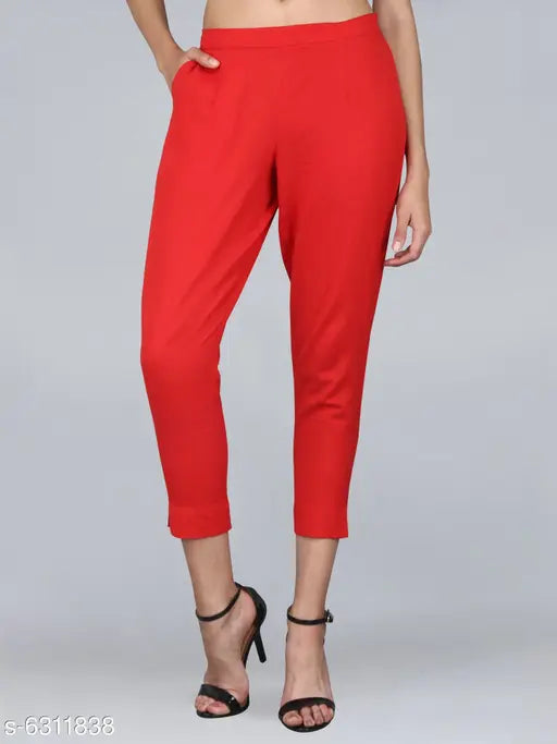 Red high-waisted women's pants