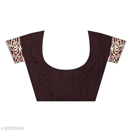 Indian net saree with embroidered solid dupion silk blouse, free size, length 5.5m