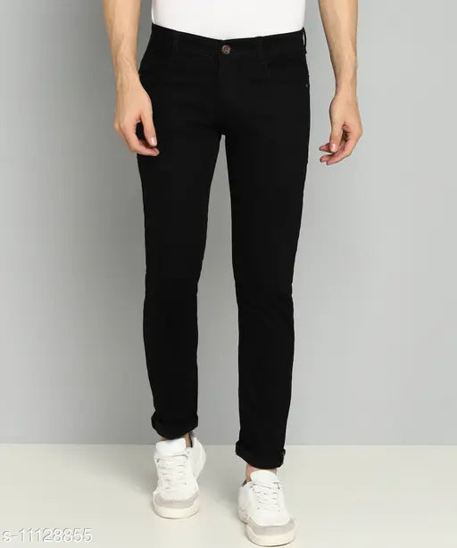 Slim and skinny denim jeans for men, solid navy from WHATON, size 28/28/35