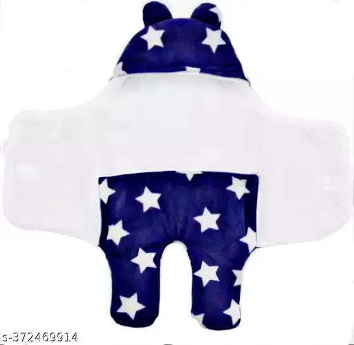 Microfiber hooded baby blanket, super soft newborn sleeping bag for boys and girls, 3D printed net pattern, ideal for heavy winter, pack of 1, made in India (70x70x18 inches)