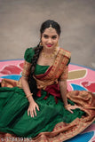 Unstitched silk blend narayanpet lehenga for girls (10-16 years), 3.5m lehenga fabric, 1m blouse, 2.25m dupatta, India origin