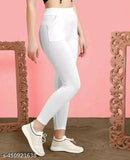 Cotton blend solid jeggings for women - size options: S, M, L, XL, XXL, Free Size. Made in India