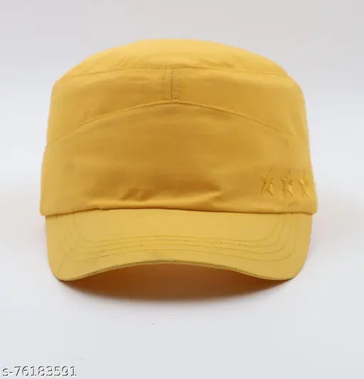 Gold embroidered cotton baseball cap, Parachute Gold 3 Star Dabba, XL, India-made