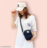 Fashionable navy blue fanny pack with white trim, adjustable strap, and a small pocket