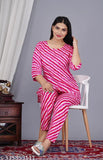 Women's rayon printed night suit top and pyjama set, three-quarter sleeves, pure rayon fabric, Indian-made