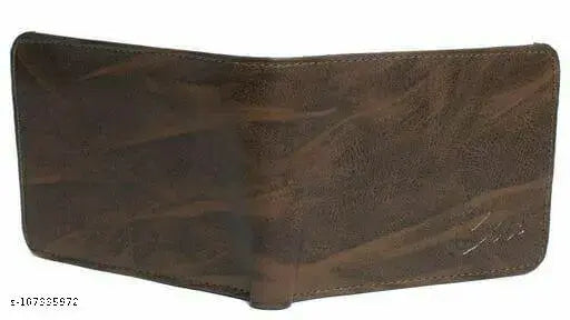Brown faux leather men's wallet, 3 compartments, credit/debit card pockets, currency compartment, import from India