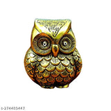 Metal owl table showpiece, Feng Shui for home/office and gifting, luck & happiness, LBH9x8.5x9cm, handcrafted in India